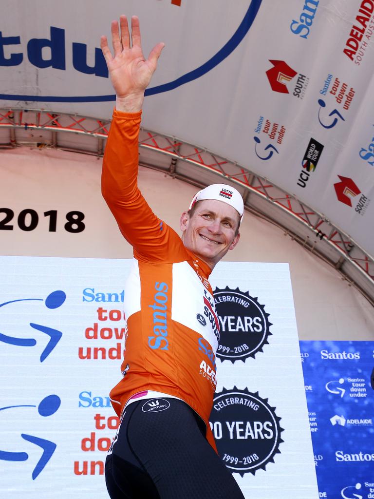 Andre Greipel waves goodbye until tomorrow. Picture Sarah Reed