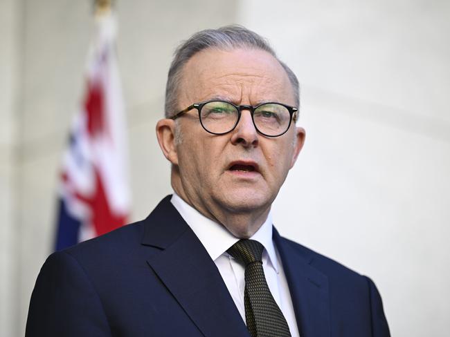 CANBERRA, AUSTRALIA  - NewsWire Photos - February 11, 2025: Prime Minister Anthony Albanese holds a press conference at Parliament House in Canberra. Picture: NewsWire / Martin Ollman