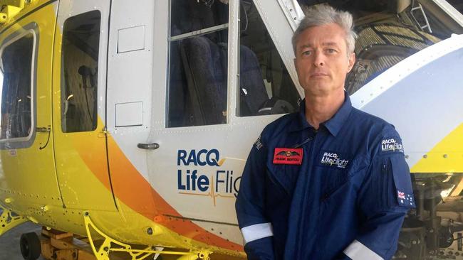 DINGO ATTACK: Pilot Frank Bertoli and paramedic Michael Porter conducted the rescue of a 14-month-old Brisbane boy at Fraser Island last night. Picture: Tahlia Stehbens