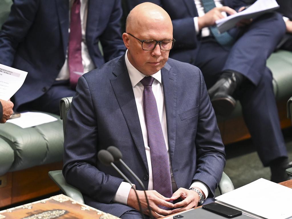 Opposition Leader Peter Dutton in Parliament on Thursday. Picture: Martin Ollman/NCA NewsWire