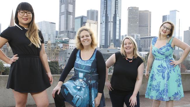 Founders of the female tech-teaching group 'Geek Girl Academy' - Lisy Kane, Amanda Watts, April Staines and Sarah Moran. Picture: David Caird