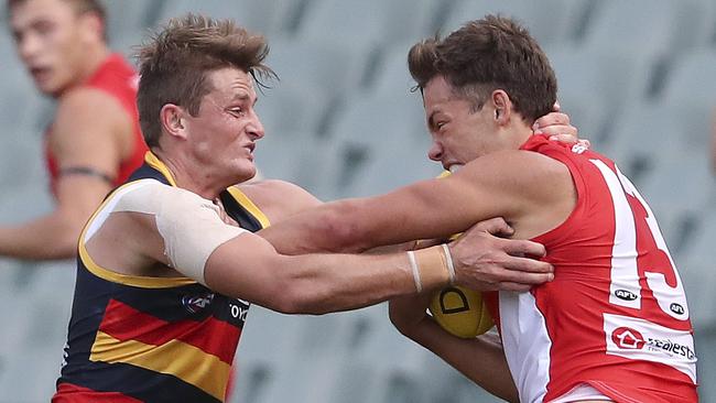 Adelaide’s Matt Crouch spent less time at the centre bounces against Sydney. Picture: Sarah Reed