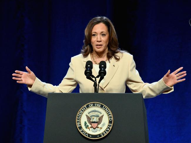 (FILES) US Vice President Kamala Harris speaks at the Constitutional Convention of the UNITE HERE hospitality union in New York on June 21, 2024. Harris is engaged in a delicate balancing act, playing cheerleader for President Joe Biden while standing by as a leading contender to replace him if he ends his reelection bid. Biden's dismal performance in the June 27 debate with former US President Donald Trump has triggered panic in much of the Democratic Party as people question whether Biden is physically and mentally able to beat Trump and serve another four years. (Photo by ANGELA WEISS / AFP)
