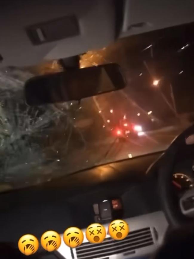 A shattered windscreen after one of the alleged hit-runs.