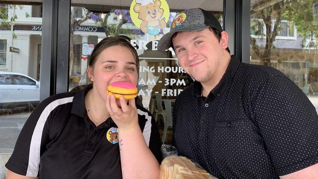 Dylan Hughes and Holly from Baker's Bear reckon their donuts take the cake. Picture: Isaac Selby