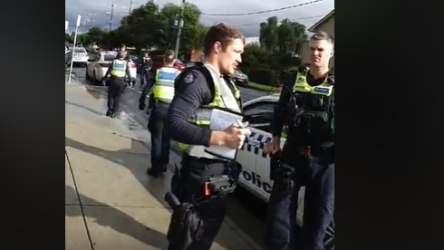 A Facebook video shows up to six officers responding to a woman running around the hotel.