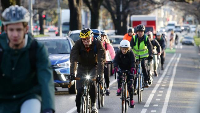 The City of Melbourne’s vision as Australia’s cycling capital will see huge investment in building more than 50km of protected bike lanes. Picture: Andrew Tauber