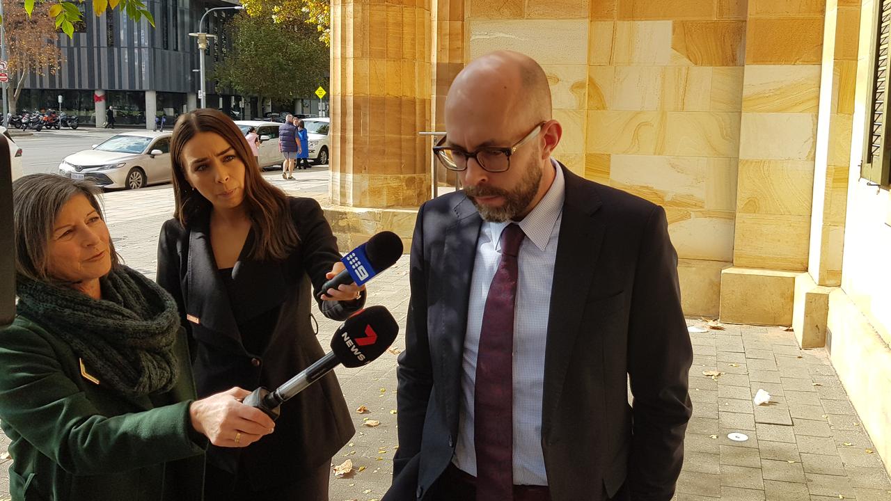 Dr Tom Entwisle outside the Adelaide Magistrates Court, where he pleaded guilty to drunk-driving a Womad cart down King William St. Picture: Sean Fewster