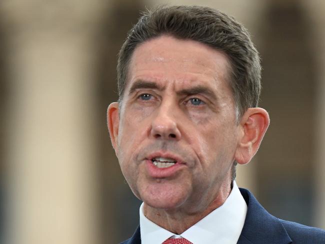 14/10/2024 : QLD Treasurer Cameron Dick  holds a press conference  as election voting starts today with pre polling open, City Hall, Brisbane. pic: Lyndon Mechielsen/Courier Mail