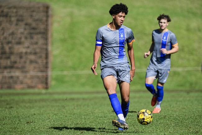Churchie captain Lucas Herrington against TGS in Round 4 GPS First XI football competition at Grammar, Saturday, May 17, 2025. Picture: Kevin Farmer
