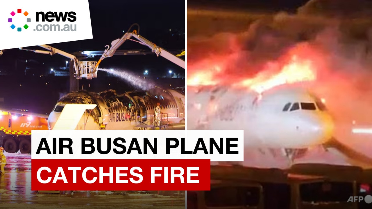 Air Busan plane catches fire at airport in South Korea