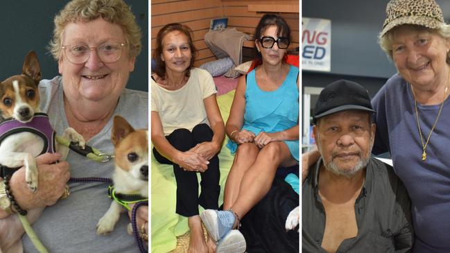 Carol Cooper, Berverly Simmons, Tina Macheda, Jack and Melva Dunn share their stories from inside the Banora Point evacuation centre.