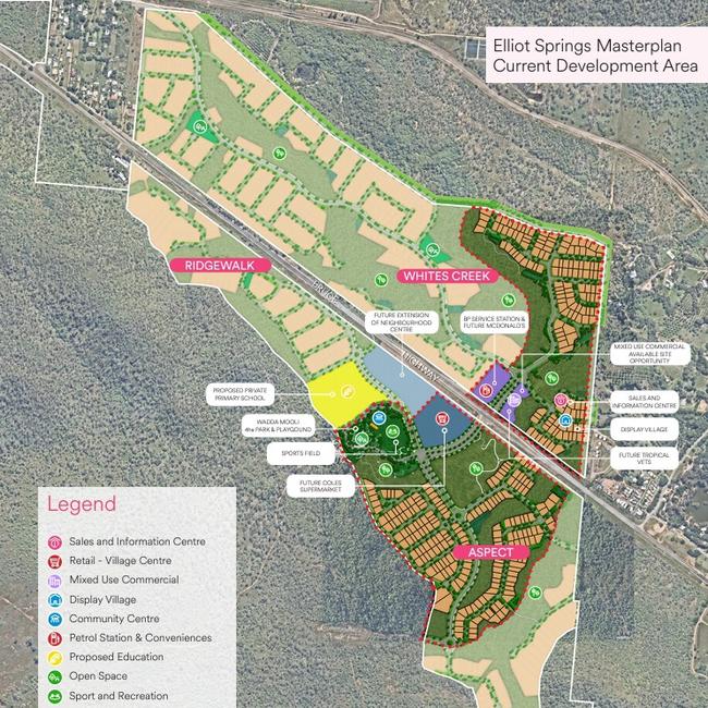 Elliot Springs Masterplan current development area. Picture: Lendlease.