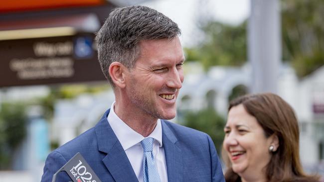 Queensland Premier Annastacia Palaszczuk at Broadbeach South light rail station to officially announce $350m funding for stage 3A with Transport Minister Mark Bailey. Picture: Jerad Williams.