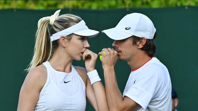 Britain's Katie Boulter and Australia's Alex De Minaur playing mixed doubles at Wimbledon. Photo: AFP