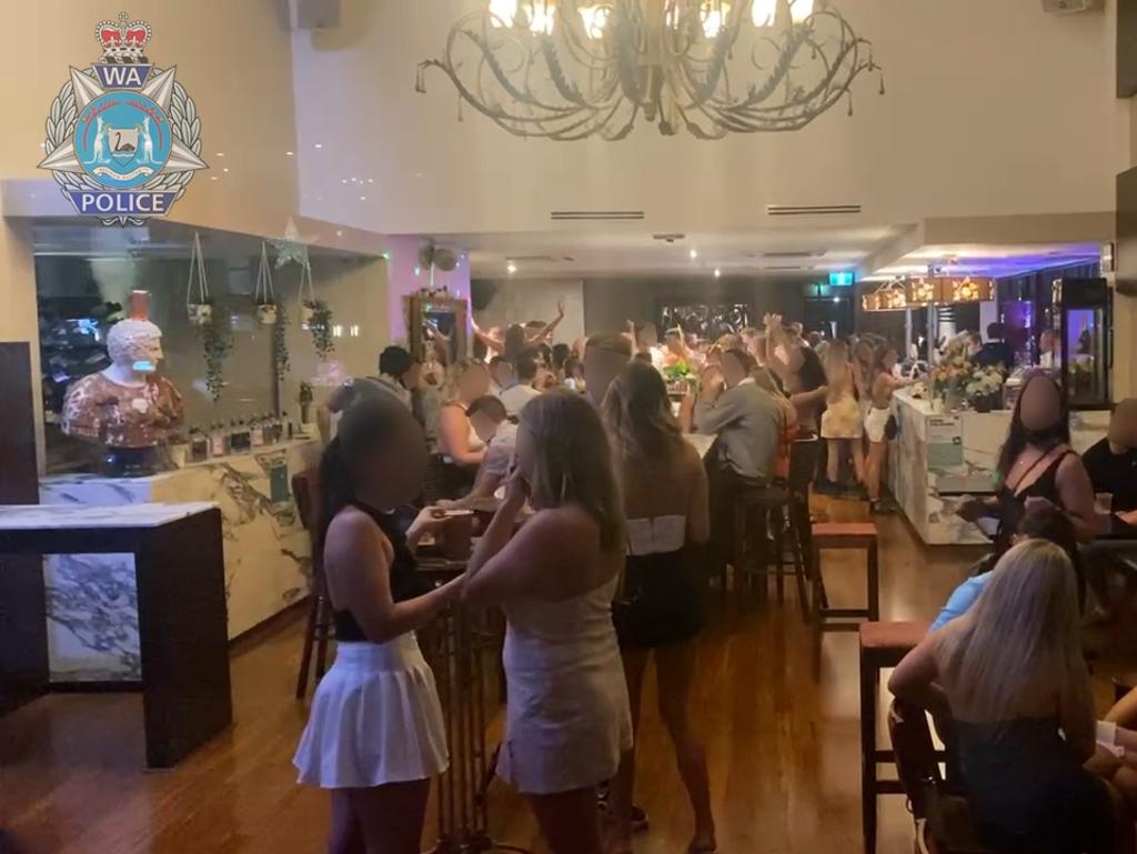 Police slam Perth pub The George over alleged blatant breaches during New Year’s Eve party including patrons flouting mask rules. Picture: WA Police