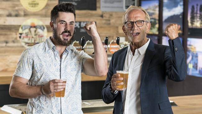 SCG members Stewart Fleming and Manfred Fisher enjoy a 4 Pines in the new bar. Picture: Darren Leigh Roberts