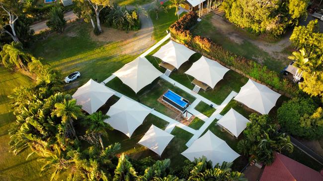 Drone footage of the new glamping tents area at Poinciana Park.