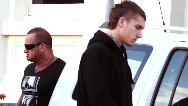 Dustin Martin leaves manager Ralph Carrs office with father Shane Martin. Richmond.