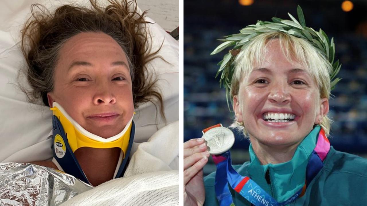 Aussie champion Brooke Hanson suffered traumatic spinal injuries. Photo: Instagram and Getty Images