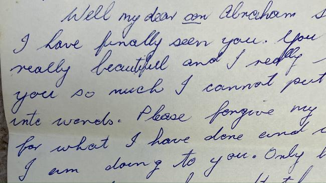 Part of the letter Derek Pedley received from his mother - written 50 years ago.