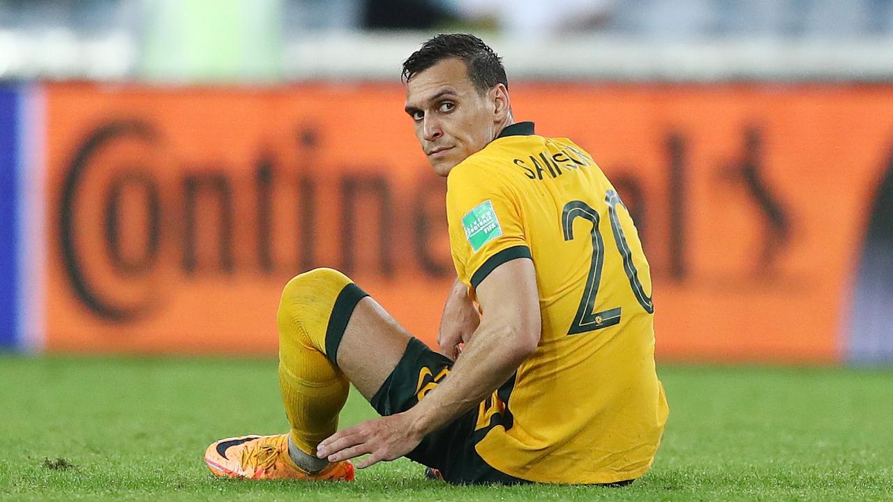 SYDNEY, AUSTRALIA – MARCH 24: Trent Sainsbury of the Socceroos looks on after defeat during the FIFA World Cup Qatar 2022 AFC Asian Qualifying match between the Australia Socceroos and Japan at Accor Stadium on March 24, 2022 in Sydney, Australia. (Photo by Mark Metcalfe/Getty Images)