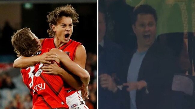 Gavin Wanganeen's celebration of his son Tex's first AFL goal was everything.