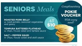 The seniors deal promoted on the Coolangatta Hotel menu.