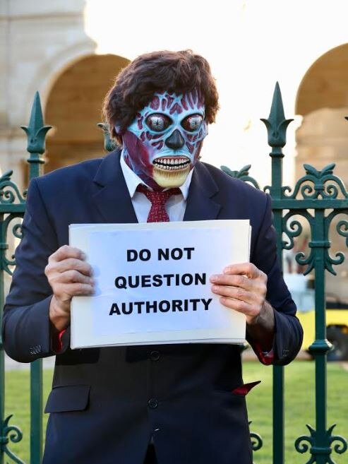 A protester at the Extinction Rebellion event in Brisbane's CBD. Picture: Liam Kidston