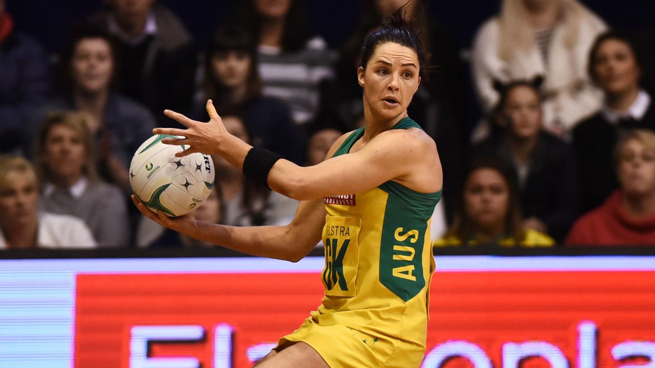 Sharni Layton in action for the Diamonds during her netball career.