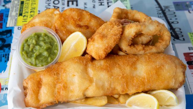 Fish and chips at Yabbey Road, Redcliffe. Picture: Dominika Lis