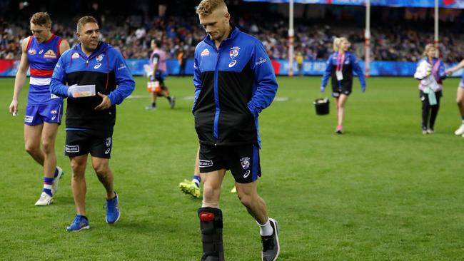 Adam Treloar’s injury is one of few lowlights for the Western Bulldogs in 2021. Picture: Michael Willson/AFL Photos via Getty Images