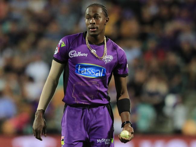 Jofra Archer played two seasons for the Hobart Hurricanes. Picture: Rob Blakers/AAP Image