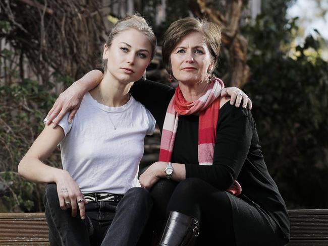 Grace Tame with mother Penny Plaschke. Picture: ZAK SIMMONDS