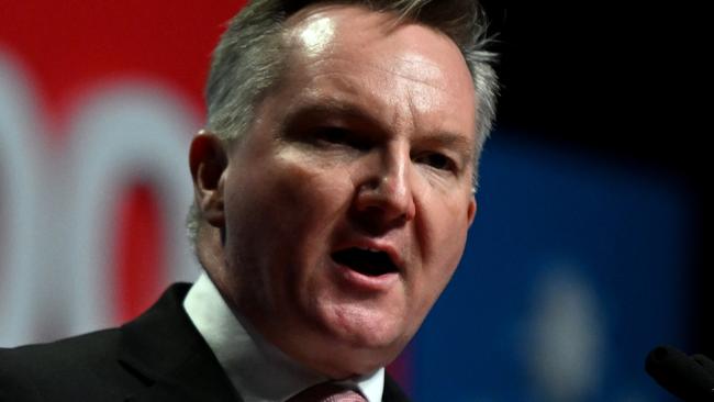 BRISBANE, AUSTRALIA - NewsWire Photos - AUGUST 17, 2023.Federal Minister for Climate Change and Energy Chris Bowen speaks at the 49th ALP National Conference 2023 in Brisbane. Picture: Dan Peled / NCA NewsWire