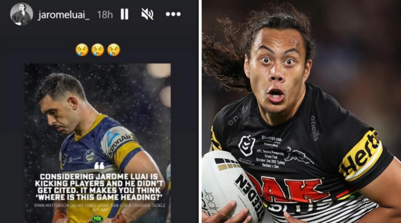 Jarome Luai hit back at Matterson's comments in an Instagram story.