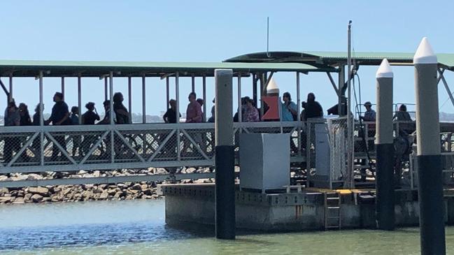 Ferry passengers at Redland Bay terminal. Picture: Judith Kerr