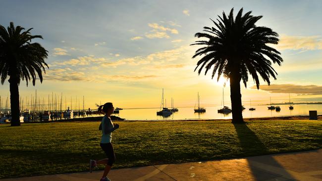 Sunrise at Geelong Waterfront. Picture: NIGEL HALLETT