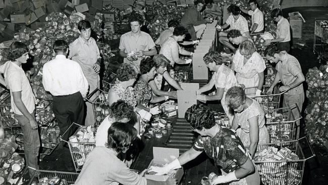 A Christmas food drive for The Smith Family in the 1970s. Picture: The Smith Family