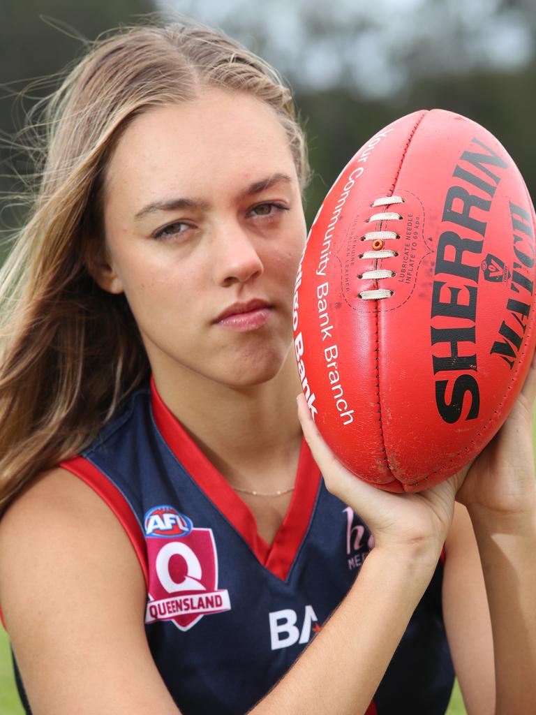 Maddy Doherty suffered a major concussion in June 2023 while playing QAFLW for the Surfers Paradise Demons; she is still having ongoing issues eight months later and has now retired from playing. Picture: Glenn Hampson