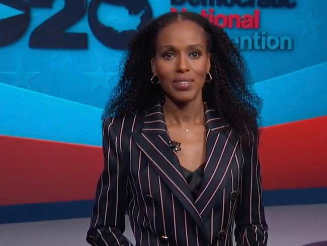 Hollywood star Kerry Washington hosted the convention’s third day. Picture: AFP