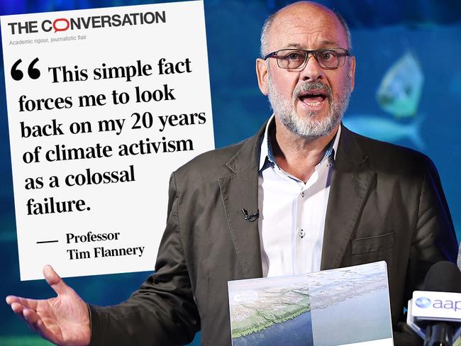 Professor Tim Flannery wrote in The Conversation last week that he felt his 20 years of climate activism had been a 'colossal failure'. Picture: Agencies