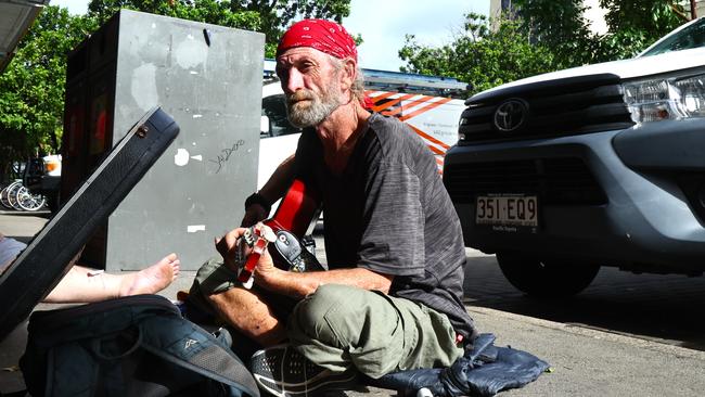 Homeless man Dennis Thornberry is concerned about his own safety while sleeping rough in the Cairns CBD. Picture: Peter Carruthers