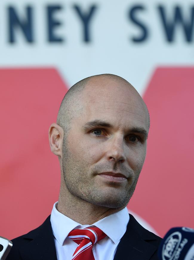 Tom Harley as Swans general manager of football in 2016. Picture: AAP Image/Dan Himbrechts