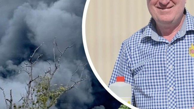 The owner of a business destroyed in a spectacular fire which forced the closure of a nearby child care centre has faced a Gympie court on a total of 48 alleged offences.