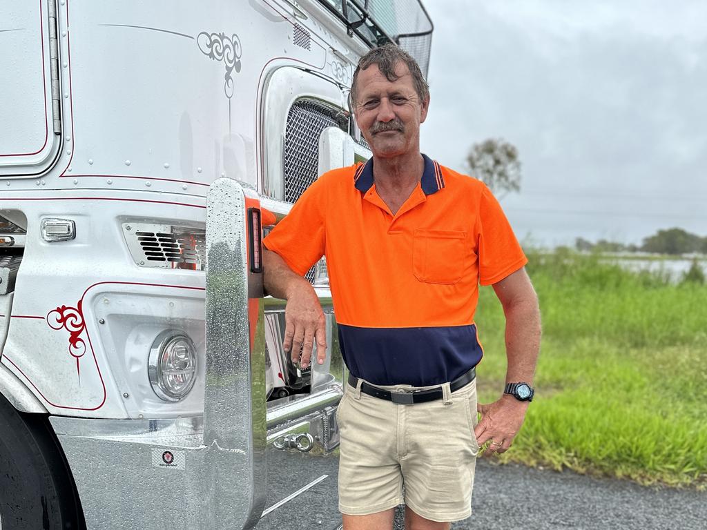 Gympie resident Neville Elliott has camped inside his freight truck since becoming stuck in Lethebrook along the Bruce Highway on January 15, 2023. Picture: Heidi Petith