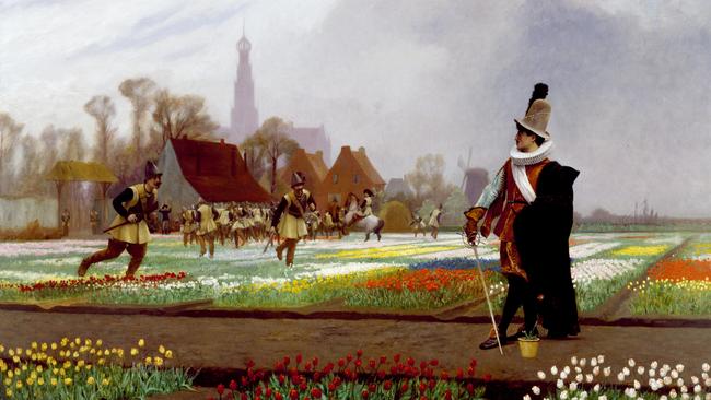 The Tulip Folly (1882), by Jean-Leon Gerome, depicts the Dutch tulip mania of 1637.