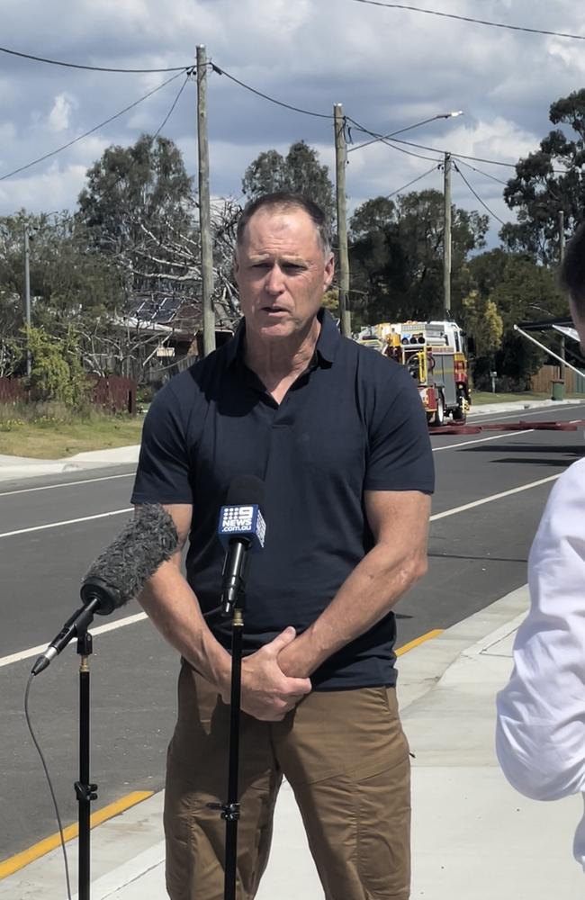 Senior Sergeant Tony Parsons outside a Jimboomba property that was searched by Police' explosion experts. Picture: Danielle Noney