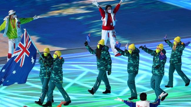 Team Australia enters Beijing National Stadium on February 04, 2022. Picture: Elsa/Getty Images)