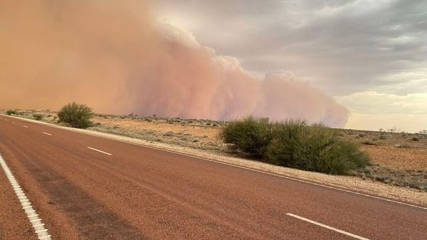 Sarah Woodward captured a freak dust storm at Mount Eba, approximately 125km northwest of Roxby Downs. Picture: 7NEWS